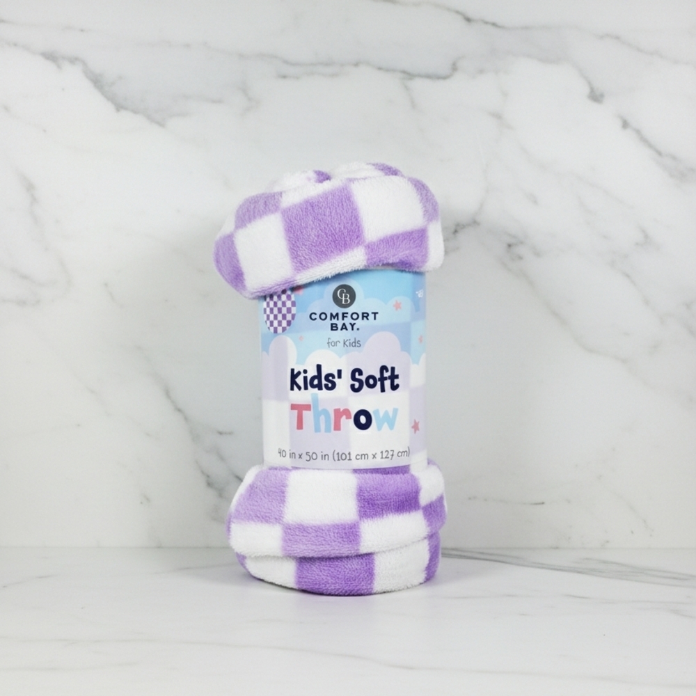 Comfort Bay Purple and White Kids Throw Blanket